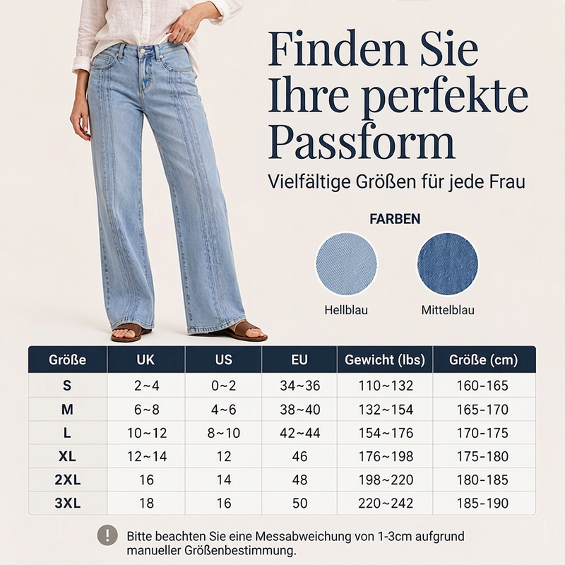 ⏰ Countdown läuft – 50% nur noch 3 Tage! Weite Jeans für Damen mit vorderen Nähten