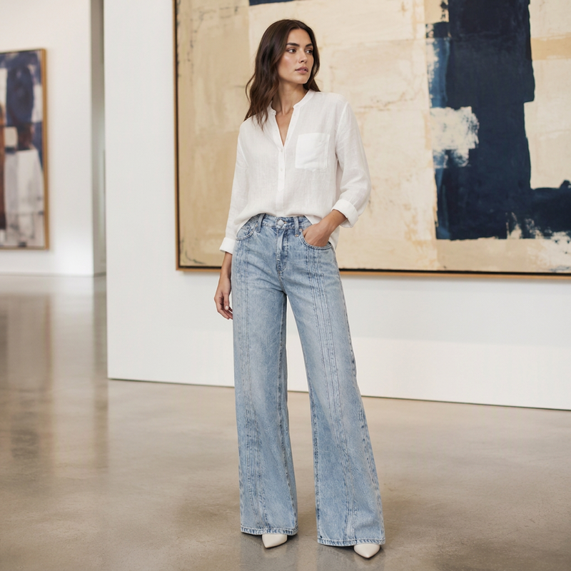 ⏰ Countdown läuft – 50% nur noch 3 Tage! Weite Jeans für Damen mit vorderen Nähten