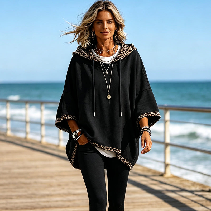 🏃‍♀️ Es wird im Akkord weggeschnappt – zögern Sie nicht! Damen-Hoodie mit Leopardenmuster-Besatz