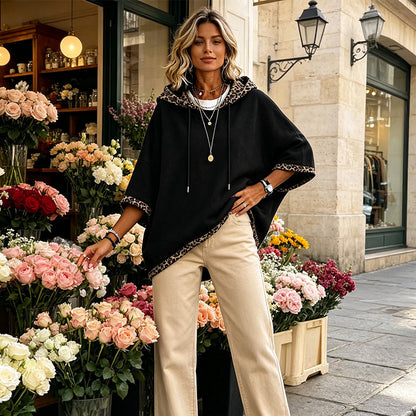 🏃‍♀️ Es wird im Akkord weggeschnappt – zögern Sie nicht! Damen-Hoodie mit Leopardenmuster-Besatz