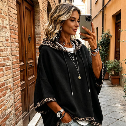 🏃‍♀️ Es wird im Akkord weggeschnappt – zögern Sie nicht! Damen-Hoodie mit Leopardenmuster-Besatz