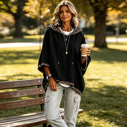 🏃‍♀️ Es wird im Akkord weggeschnappt – zögern Sie nicht! Damen-Hoodie mit Leopardenmuster-Besatz