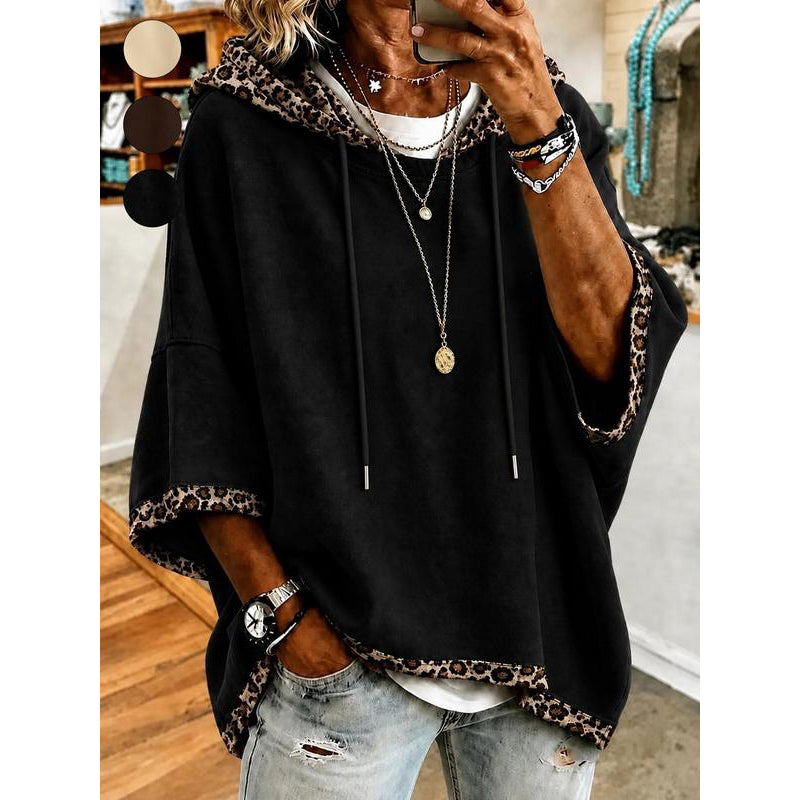 🏃‍♀️ Es wird im Akkord weggeschnappt – zögern Sie nicht! Damen-Hoodie mit Leopardenmuster-Besatz