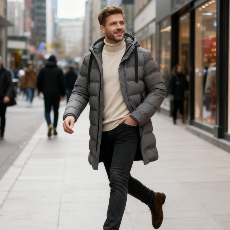 📢🎉50%Rabatt!!!🛍️✨Mittellange Kapuzen-Steppjacke für Herren
