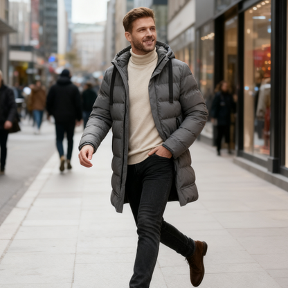 📢🎉50%Rabatt!!!🛍️✨Mittellange Kapuzen-Steppjacke für Herren