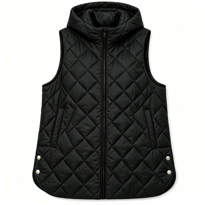 📢🎉50%Rabatt!!!🛍️✨Gepolsterte ärmellose Kapuzenjacke für Damen, mittlere Länge, Freizeitstil