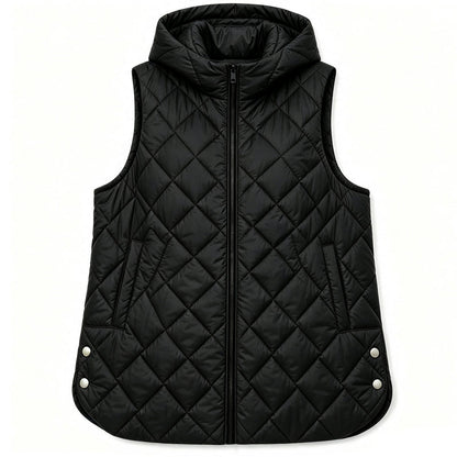 📢🎉50%Rabatt!!!🛍️✨Gepolsterte ärmellose Kapuzenjacke für Damen, mittlere Länge, Freizeitstil