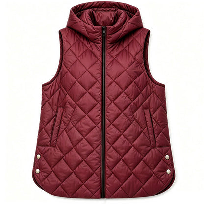 📢🎉50%Rabatt!!!🛍️✨Gepolsterte ärmellose Kapuzenjacke für Damen, mittlere Länge, Freizeitstil