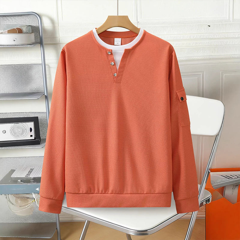 📢📢50%Rabatt!!!🎉✨Herren-Henley-Oberteil aus Waffelstrick im Fake-Layer-Look – Moderner Layer-Look, weicher Waffelstrick & vielseitig kombinierbar – Bequemer Sitz & perfekt für Alltag, Büro & Freizeit – Jetzt -50%!