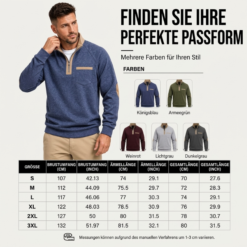 📢📢50%Rabatt!!!🎉✨Herren-Pullover mit Viertelreißverschluss und warmer Fütterung
