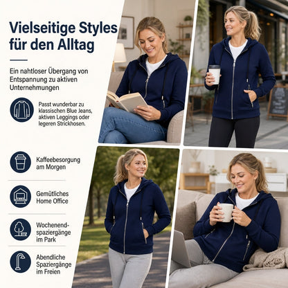 📢📢50%Rabatt!!!🎉✨Hochwertiger Damen-Kapuzenpullover mit durchgehendem Reißverschluss und Reißverschlusstaschen