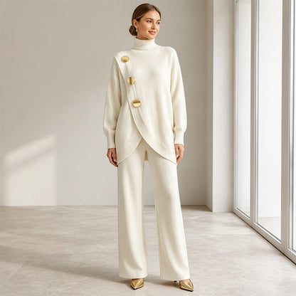 📢🎉50%Rabatt!!!🛍️✨Elegantes Rollkragenpullover- und Weite-Hosen-Set für Damen