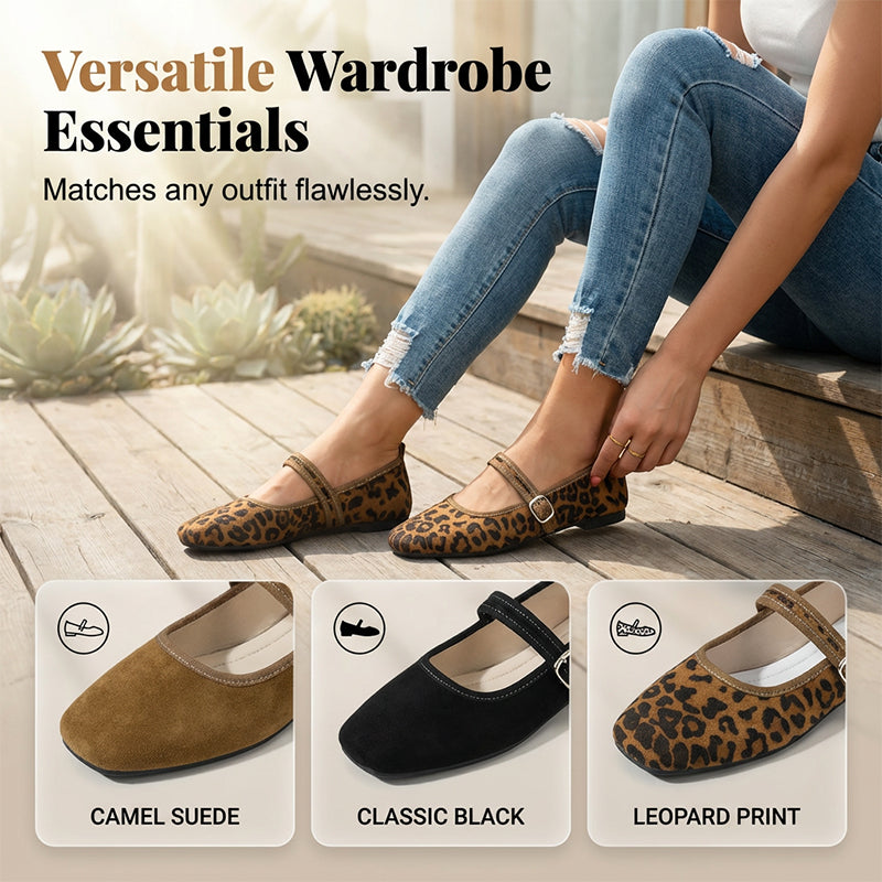 🥿 50% RABATT + GRATIS SOCKE! 👣 Bequeme Ballerinas aus PU in Wildlederoptik mit Riemchen – Weich, flexibel & stilvoll für jeden Tag 🧦