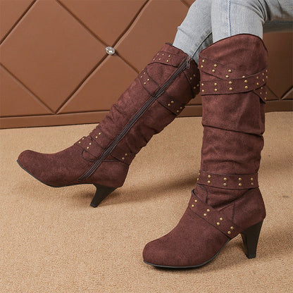 📢📢50% Rabatt + Gratis Versand✈👢Damen-Stiefel aus Kunstwildleder, lässige Kniehochstiefel