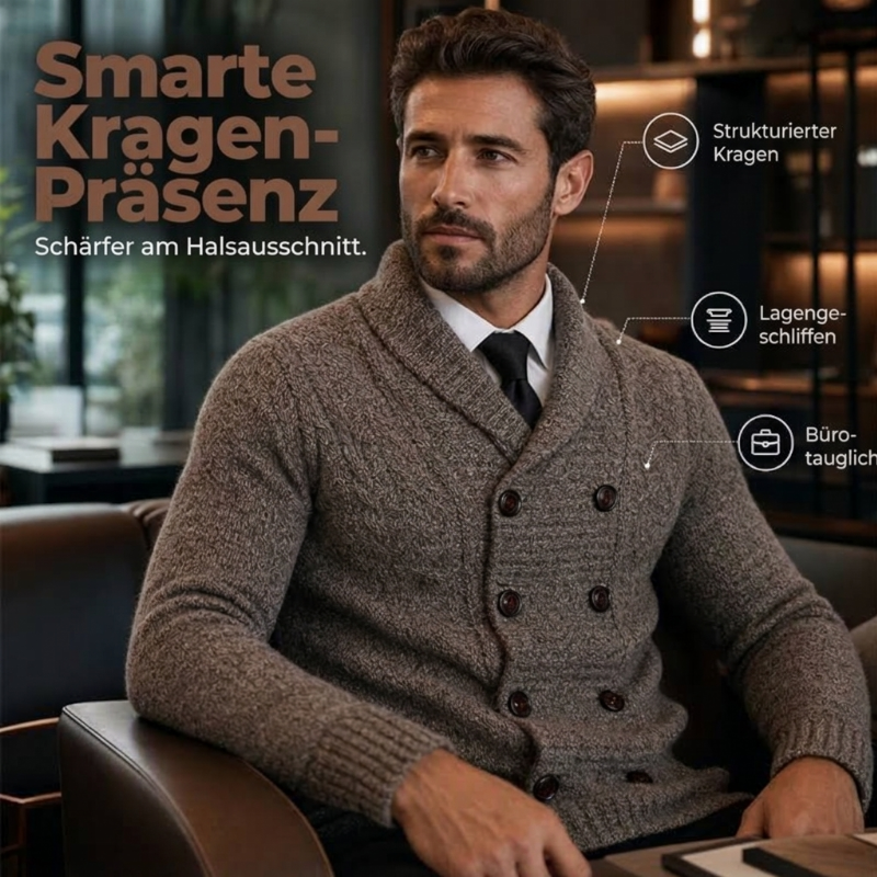 📢🎉50%Rabatt!!!🛍️✨Herren-Strickcardigan mit Schalkragen und doppelreihiger Knopfleiste