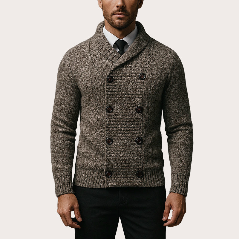📢🎉50%Rabatt!!!🛍️✨Herren-Strickcardigan mit Schalkragen und doppelreihiger Knopfleiste