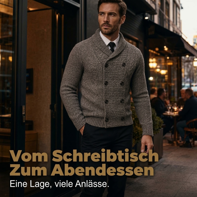 📢🎉50%Rabatt!!!🛍️✨Herren-Strickcardigan mit Schalkragen und doppelreihiger Knopfleiste