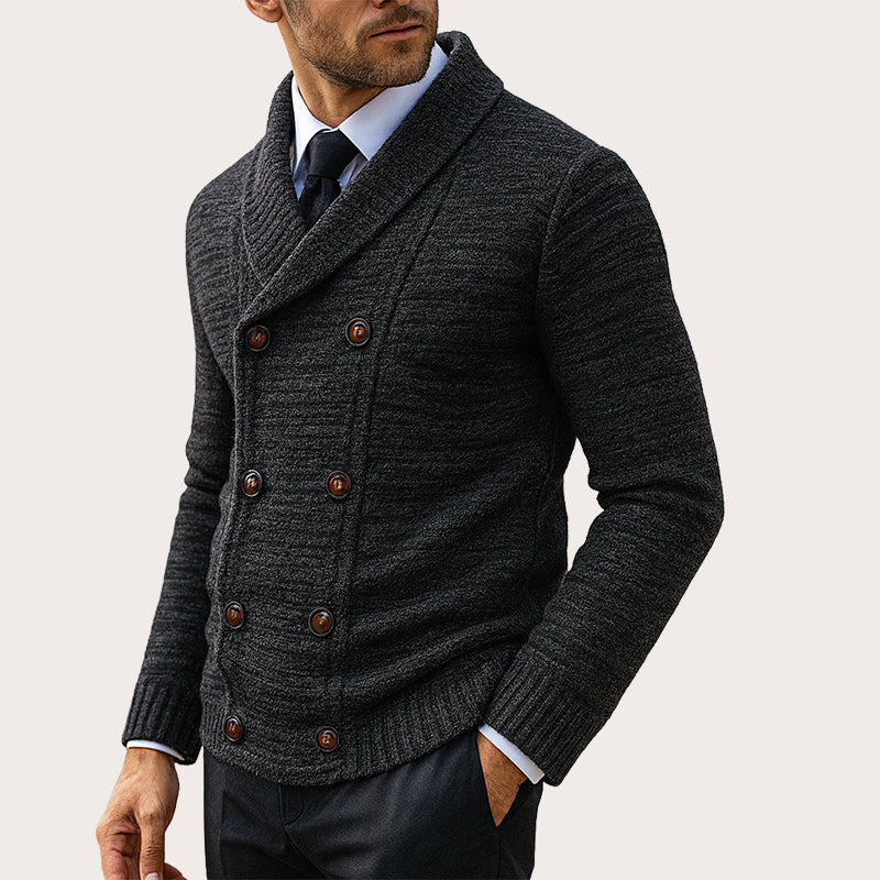 📢🎉50%Rabatt!!!🛍️✨Herren-Strickcardigan mit Schalkragen und doppelreihiger Knopfleiste
