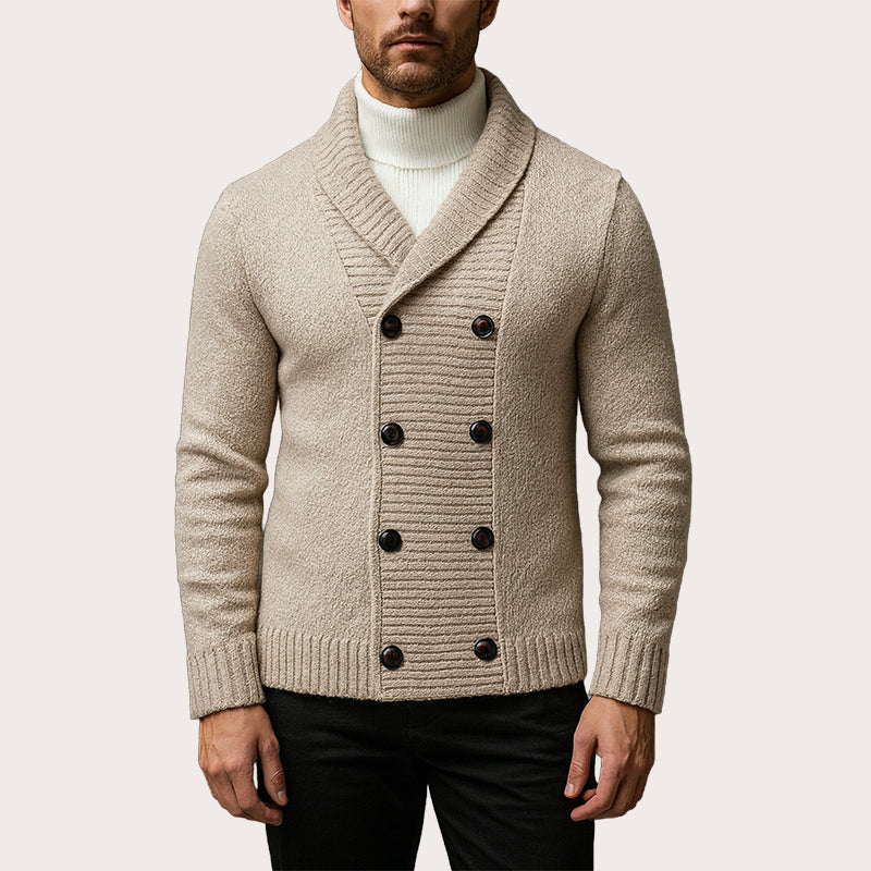 📢🎉50%Rabatt!!!🛍️✨Herren-Strickcardigan mit Schalkragen und doppelreihiger Knopfleiste