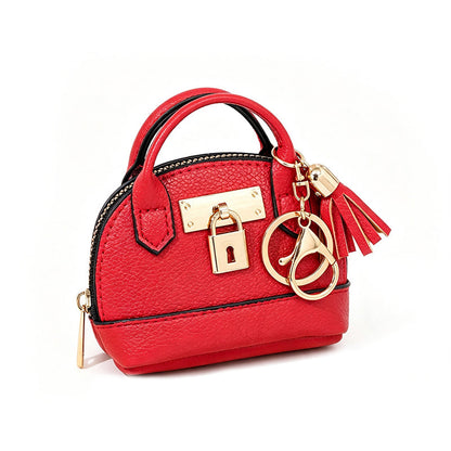 📢📢50%Rabatt!!!🎉✨Mini-Muschel-Tasche Schlüsselanhänger aus PU-Leder Lippenstift-Geldbörse für Münzen