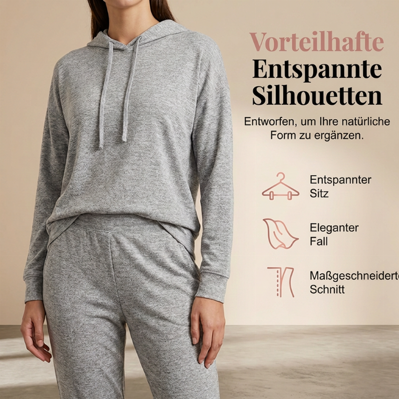 🔥Beliebtes Produkt ！✨Zweiteiliger, legere Trainingsanzug aus einfarbigem Stoff für Damen