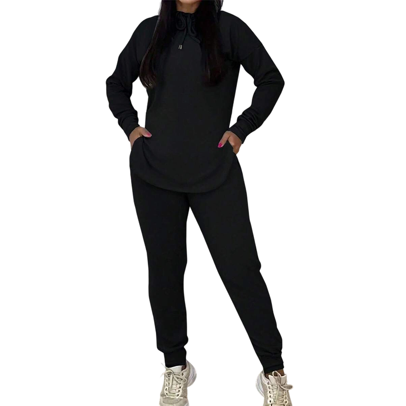 🔥Beliebtes Produkt ！✨Zweiteiliger, legere Trainingsanzug aus einfarbigem Stoff für Damen