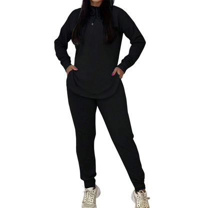 🔥Beliebtes Produkt ！✨Zweiteiliger, legere Trainingsanzug aus einfarbigem Stoff für Damen