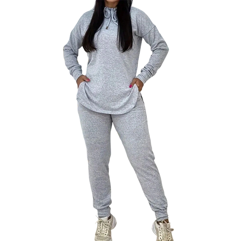 🔥Beliebtes Produkt ！✨Zweiteiliger, legere Trainingsanzug aus einfarbigem Stoff für Damen