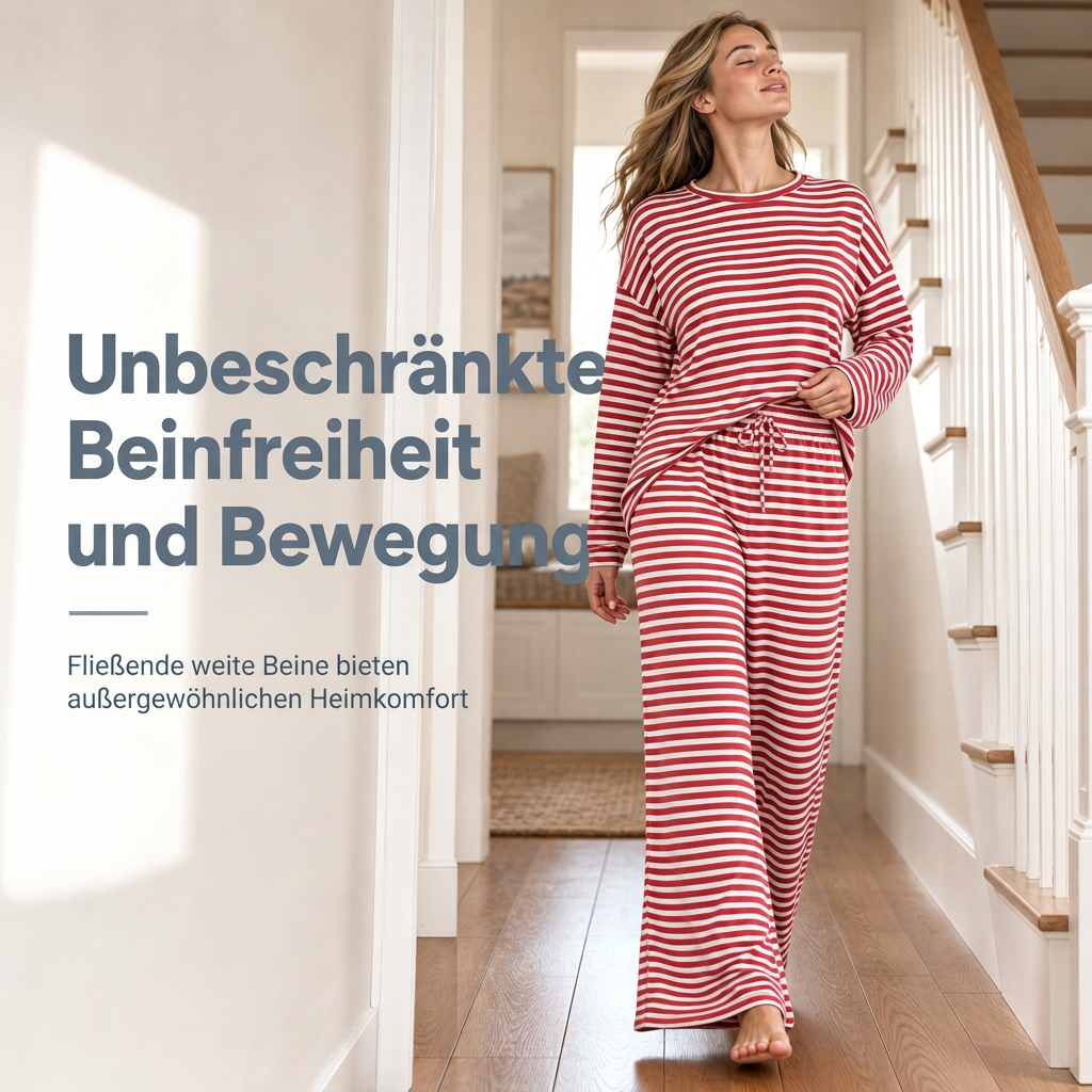Legeres Streifen-Set aus Oberteil und Hose für Damen