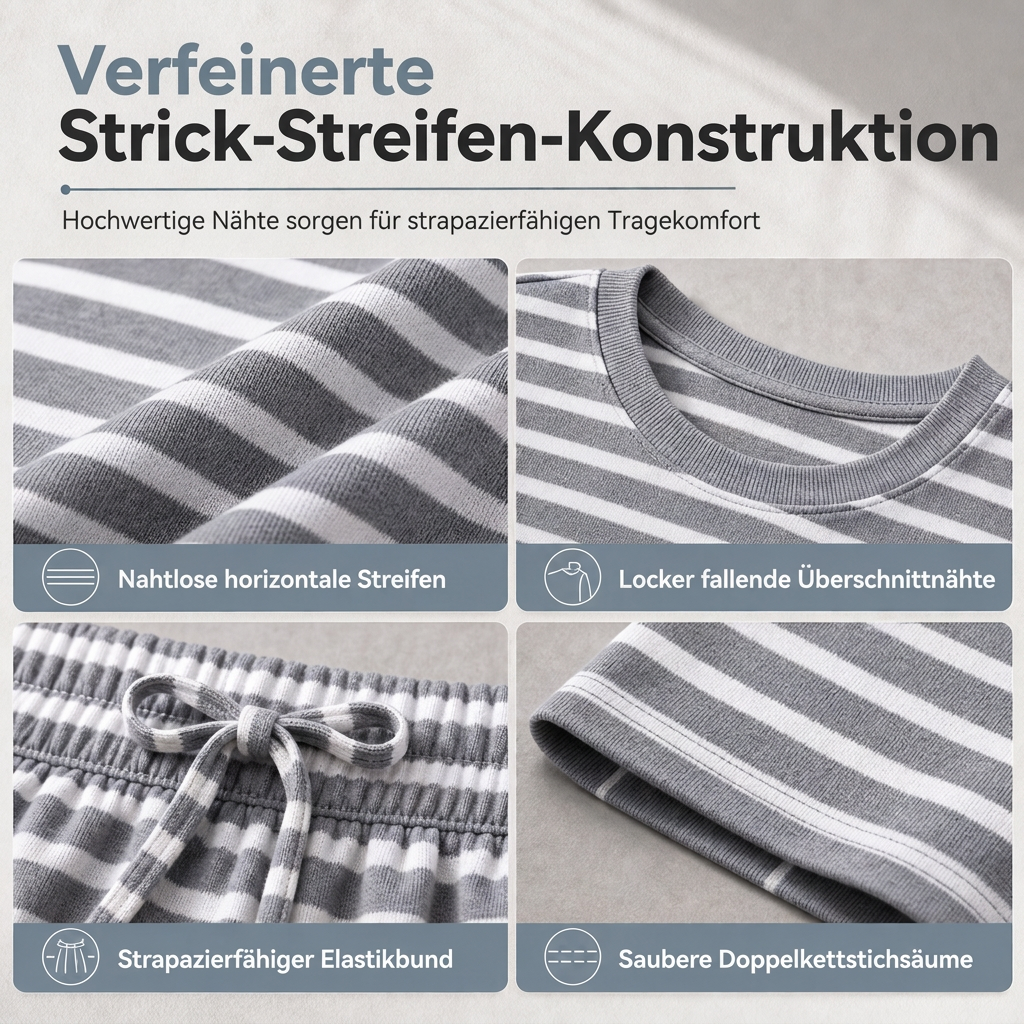 Legeres Streifen-Set aus Oberteil und Hose für Damen