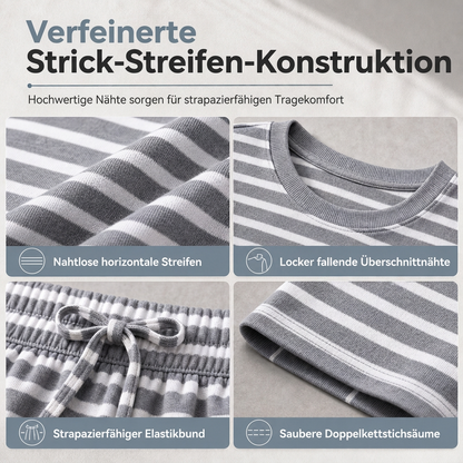 Legeres Streifen-Set aus Oberteil und Hose für Damen