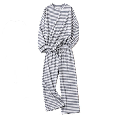 Legeres Streifen-Set aus Oberteil und Hose für Damen