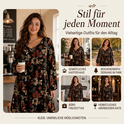 🔥Beliebtes Produkt ！✨Elegantes Kleid für Damen mit Ahornblatt-Print