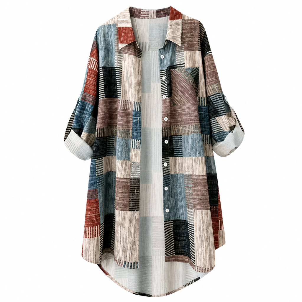 💎👕 Bestseller – Lässiges Karohemd mit Patchwork – bequem und knitterfest