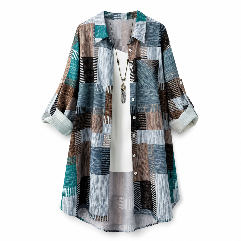💎👕 Bestseller – Lässiges Karohemd mit Patchwork – bequem und knitterfest