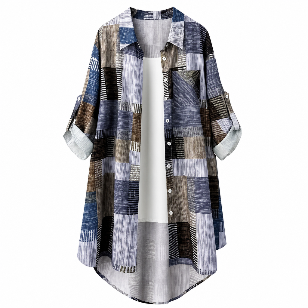 💎👕 Bestseller – Lässiges Karohemd mit Patchwork – bequem und knitterfest