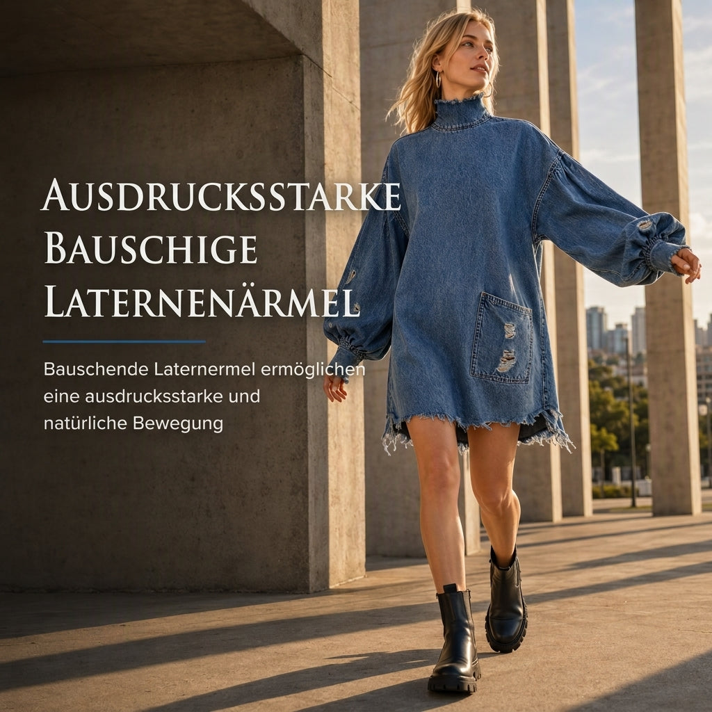 💎⭐ Top-bewertet – Oversized Denim-Mini-Kleid – bequem und stylisch