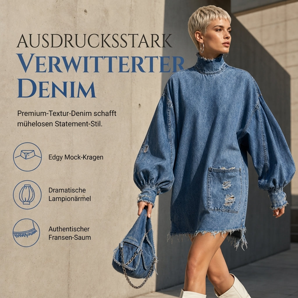 💎⭐ Top-bewertet – Oversized Denim-Mini-Kleid – bequem und stylisch
