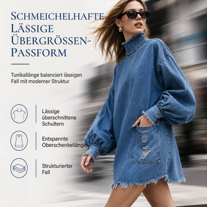 💎⭐ Top-bewertet – Oversized Denim-Mini-Kleid – bequem und stylisch