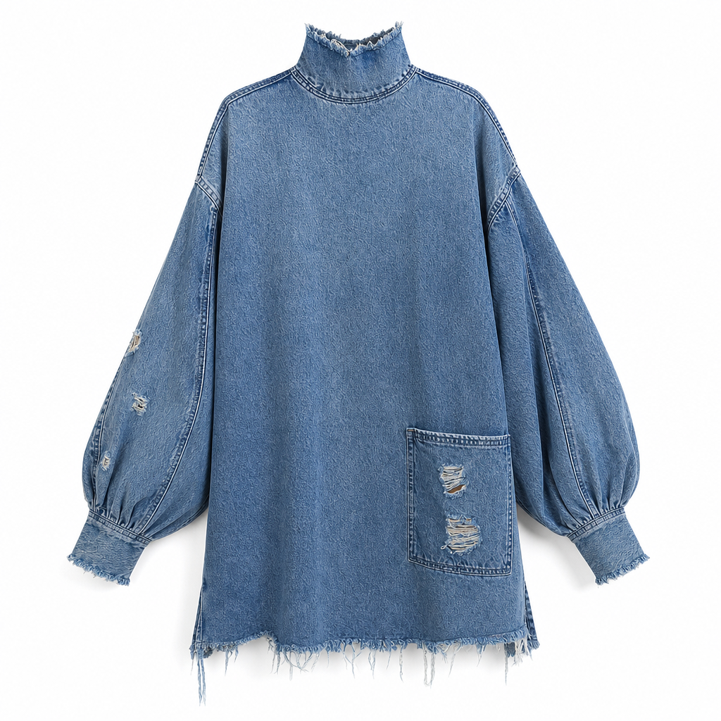 💎⭐ Top-bewertet – Oversized Denim-Mini-Kleid – bequem und stylisch