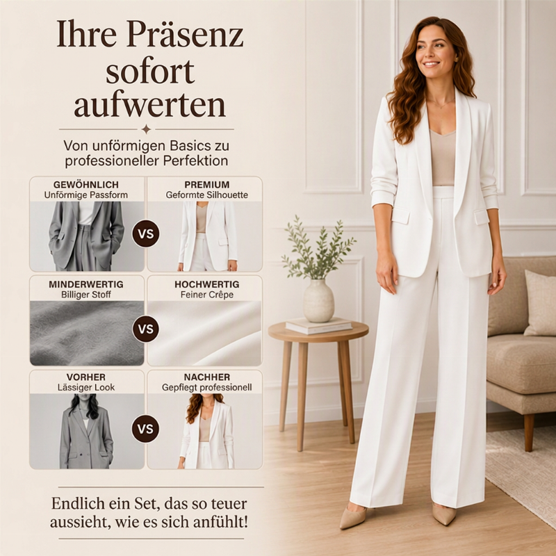 💎👖 Bestseller – Damen Blazer- und Weitbein-Hosen-Set – schick und bequem