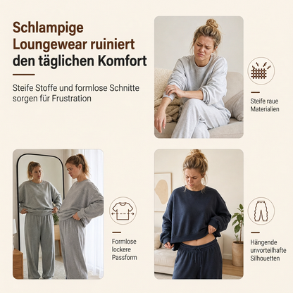 📢📢50%Rabatt!!!🎉✨Lässiges, weich gestricktes zweiteiliges Lounge-Set für Damen mit Kapuzen-Reißverschluss-Sweatshirt und Weithosenbein-Hose