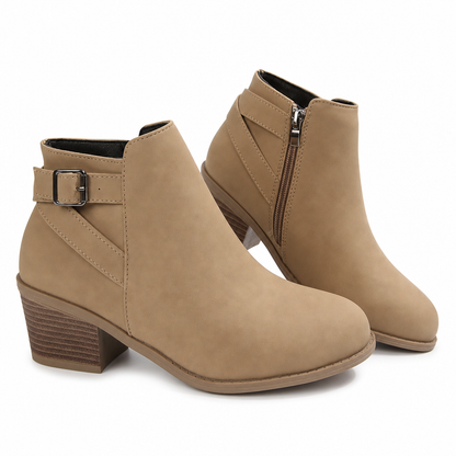 🔥 50% Rabatt 🥾 Damen-Wildleder-Stiefeletten – schräge Schnalle, Blockabsatz & Seitenreißverschluss