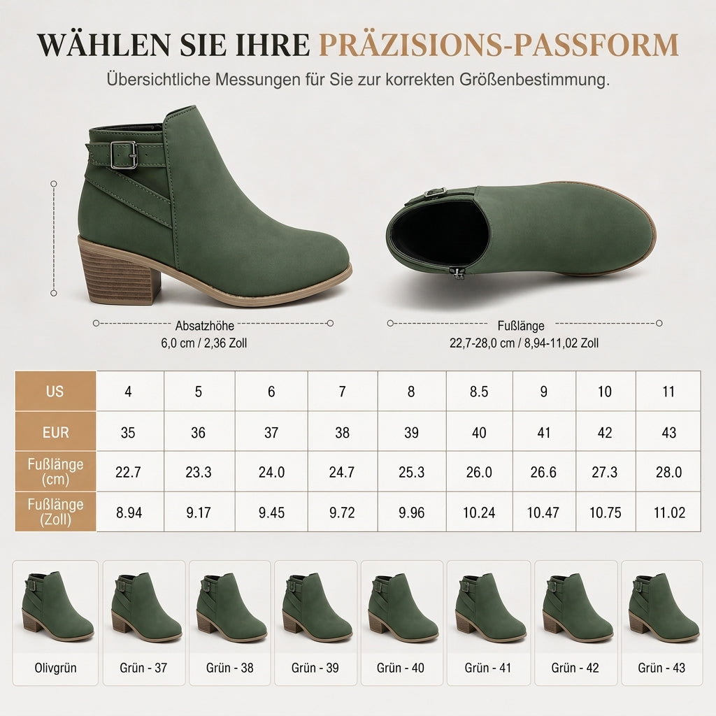 🔥 50% Rabatt 🥾 Damen-Wildleder-Stiefeletten – schräge Schnalle, Blockabsatz & Seitenreißverschluss