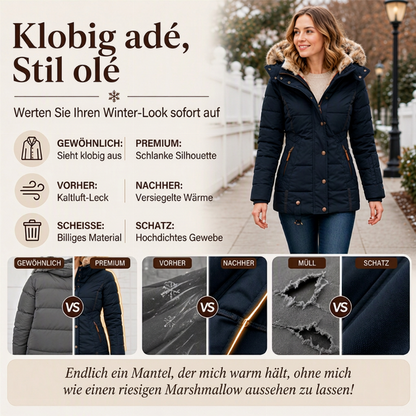 ⭐Damen taillierte gesteppte Jacke mit Kapuze