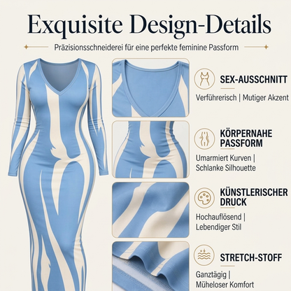 🔥Beliebtes Produkt ！✨Bedrucktes langärmeliges Bodycon-Maxikleid für Damen