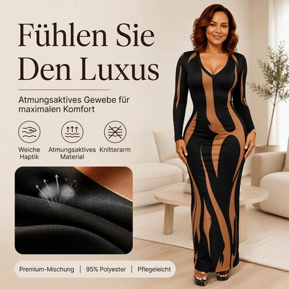 🔥Beliebtes Produkt ！✨Bedrucktes langärmeliges Bodycon-Maxikleid für Damen