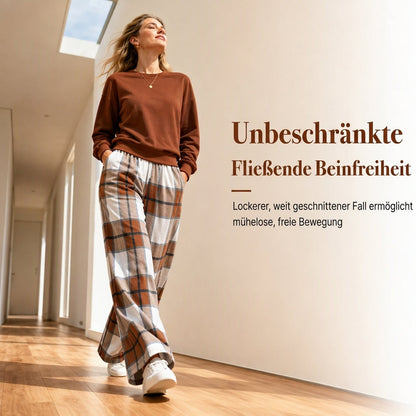📢📢50%Rabatt!!!🎉✨Weiches lässiges Damen-Set aus Rundhalspullover und weitem Bein-Hosen