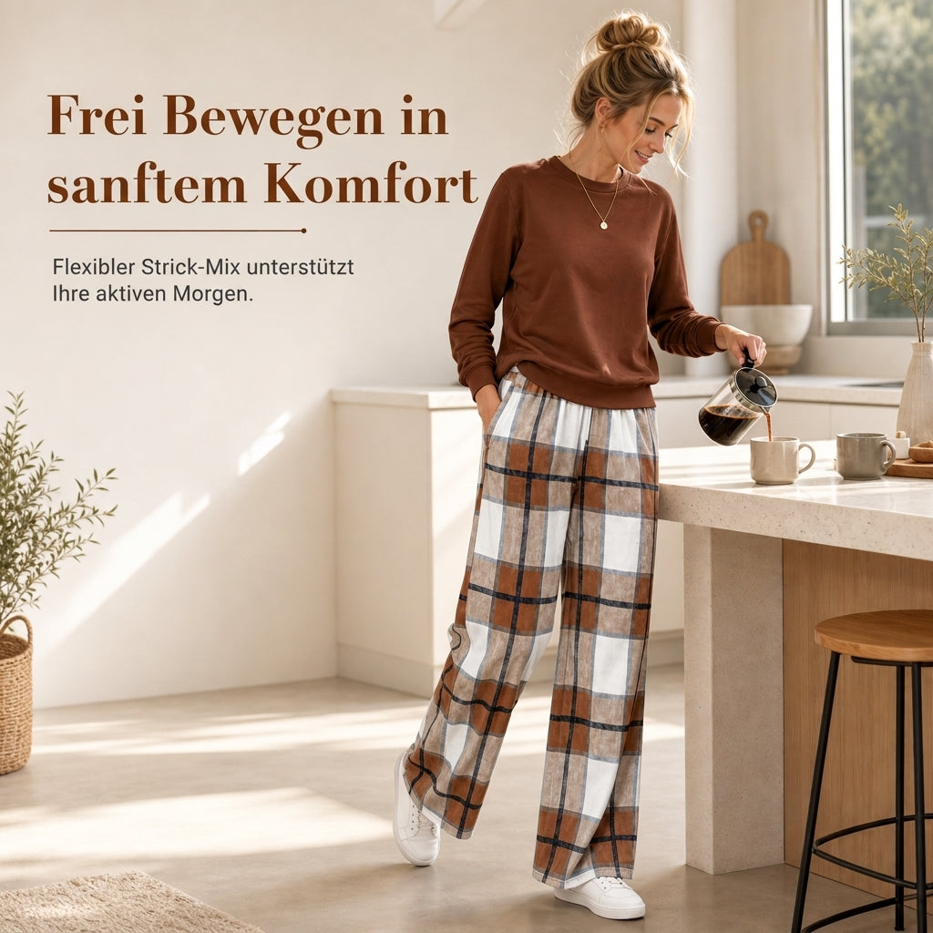 📢📢50%Rabatt!!!🎉✨Weiches lässiges Damen-Set aus Rundhalspullover und weitem Bein-Hosen