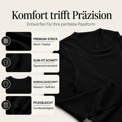 🔥Beliebtes Produkt ！✨Klassisches geripptes Strickoberteil mit Rundhalsausschnitt für Damen